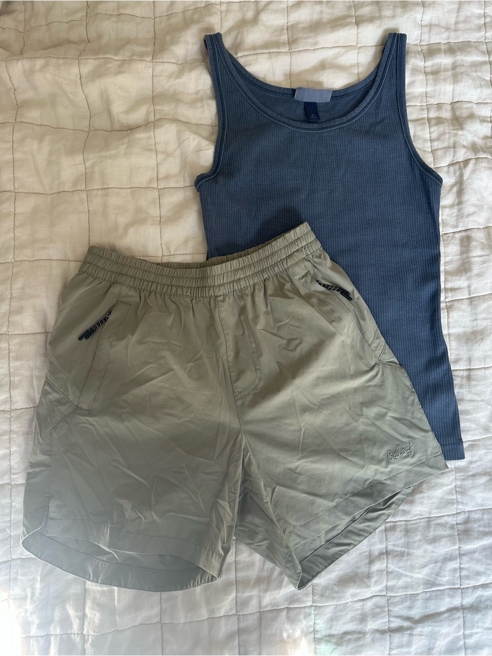 BALEAF Olive Active Shorts and NavyTtank hike set